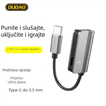 L14T USB-C na 3,5 mm dvostruki pretvarač kabel za slušalice Xiaomi Mi 6