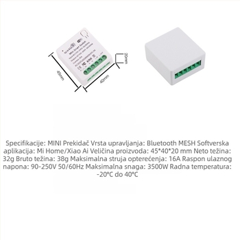 Pametan utičnički prekidač spojen na Mi Home XiaoAi Bluetooth Mesh gateway za upravljanje MIN 16A prekidačem