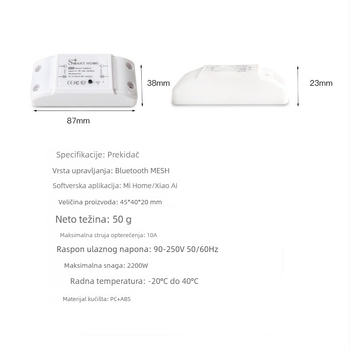 Pametan utičnički prekidač spojen na Mi Home XiaoAi Bluetooth Mesh gateway za upravljanje MIN 16A prekidačem