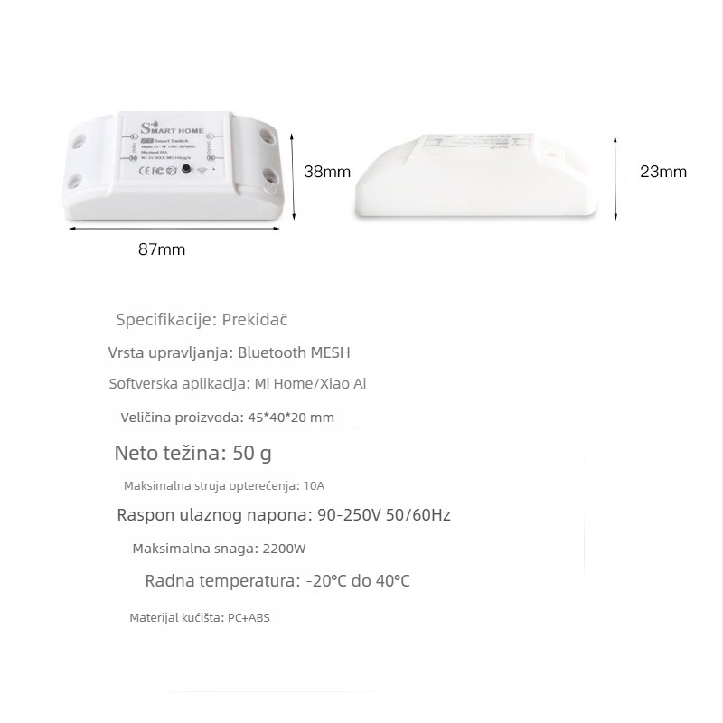Pametan utičnički prekidač spojen na Mi Home XiaoAi Bluetooth Mesh gateway za upravljanje MIN 16A prekidačem