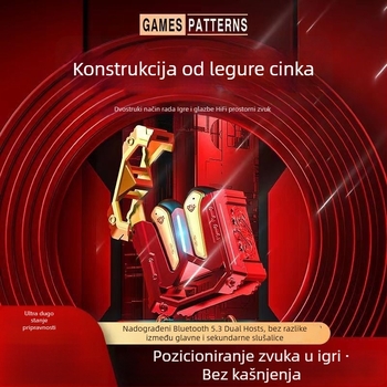 Metalne mehaničke Bluetooth slušalice za igranje, bežične sportske slušalice s jakim basom