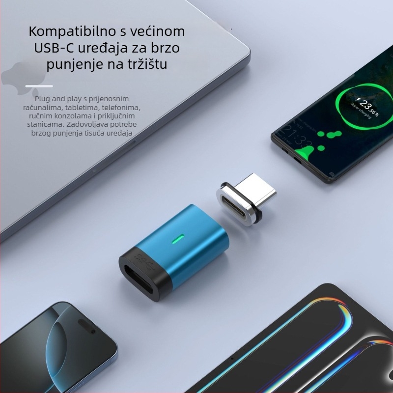 USB-C magnetski adapter, 240W, prijenos podataka i napajanje, ženski adapter