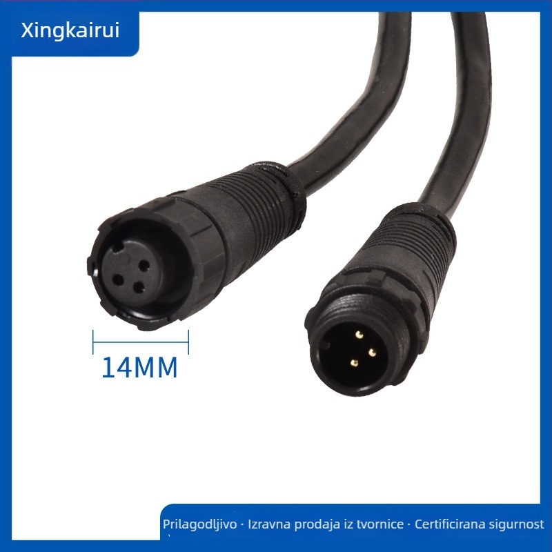 M12 vodootporan konektor s nylonnim utikačem, muški i ženski, za kabele zidne lampe