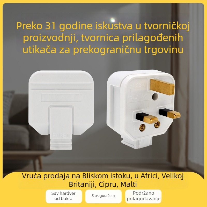 PMG britanski standardni trojpinski utikač, boje: narančasta, crna, bijela, zelena