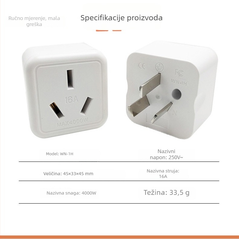 Adapter utičnice za konverziju 10A na 16A za visokou snage uređaje: klima uređaji, bojleri i uljni radijator