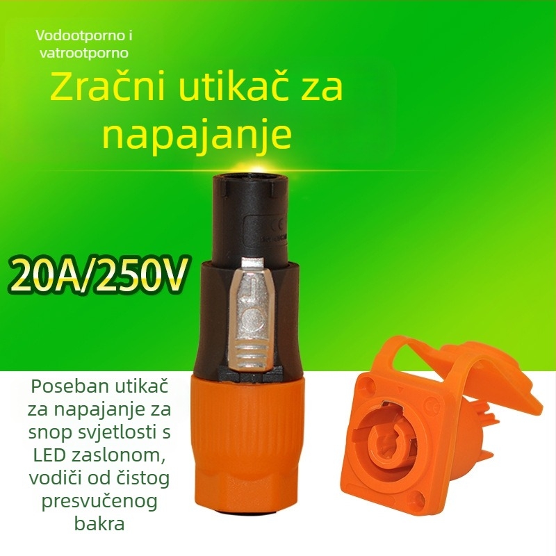 Vodootporan avionski utikač za napajanje s LED zaslonom, za pozorišnu rasvjetu, vanjski otporan na plamen konektor