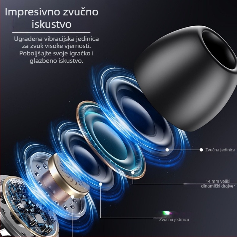 Magnetske metalne gaming slušalice, in-ear, žične, L-oblik konektor 3,5 mm, esports slušalice s mikrofonom