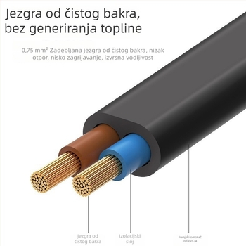Argentinski dvopinski kabel za napajanje s ovalnim utikačem i utikačem u obliku osmerokuta za audio opremu i stolne lampe