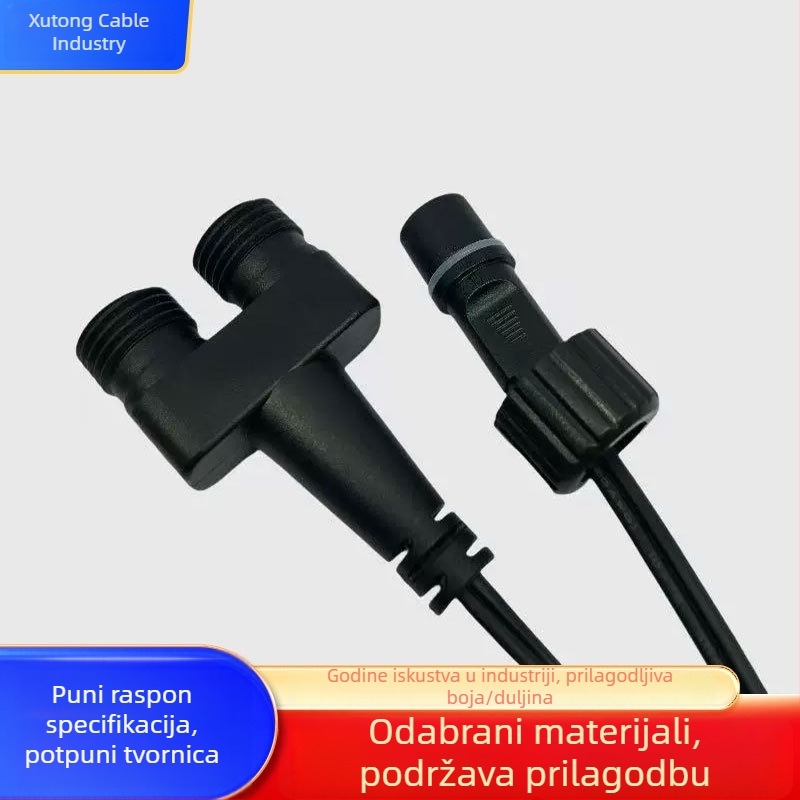 Vanjski vodootporni EU-standardni produžni kabel s muški i ženski priključci, 1:2 razdjelnik za božićne LED svjetlosne ukrase, napajanje s 2,35 mm utikačem