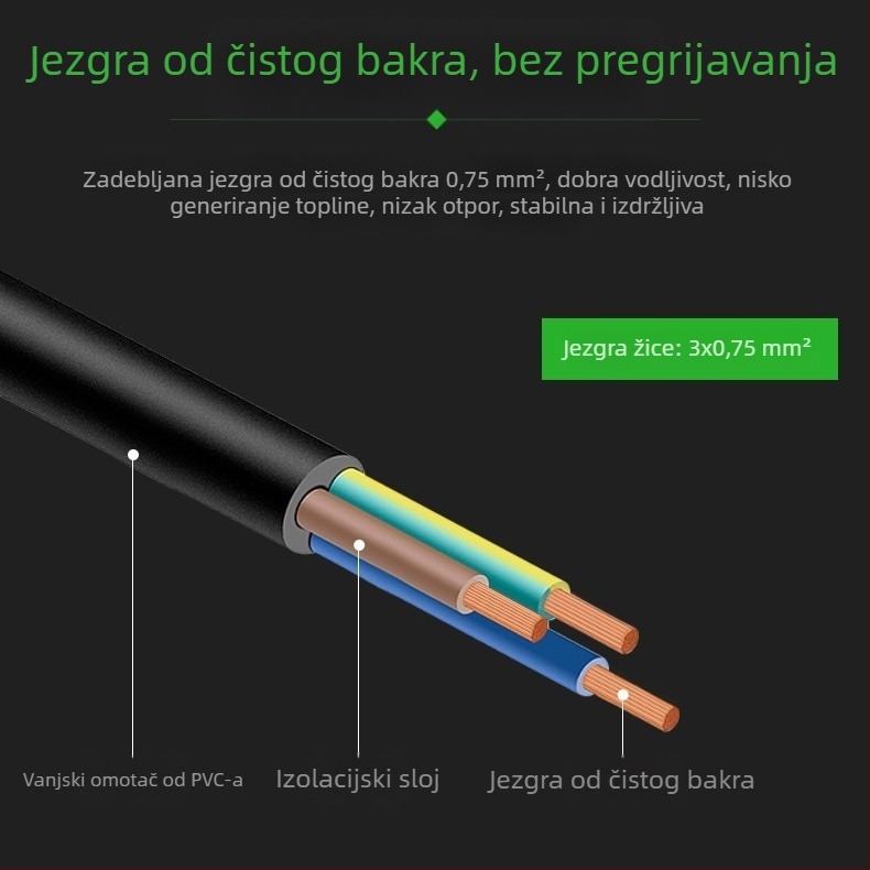 SAA certificirani kabel za napajanje od čistog bakra prema australskom standardu, C5 Cloverleaf konektor, 3-polni, duljine 1,5 m, za notebook