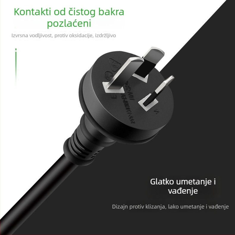 SAA certificirani kabel za napajanje od čistog bakra prema australskom standardu, C5 Cloverleaf konektor, 3-polni, duljine 1,5 m, za notebook
