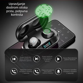 DX-20 privatni model Bluetooth slušalice s prikazom razine baterije, TWS bežične sportske slušalice, HD pozivi, kompaktno kućište za punjenje