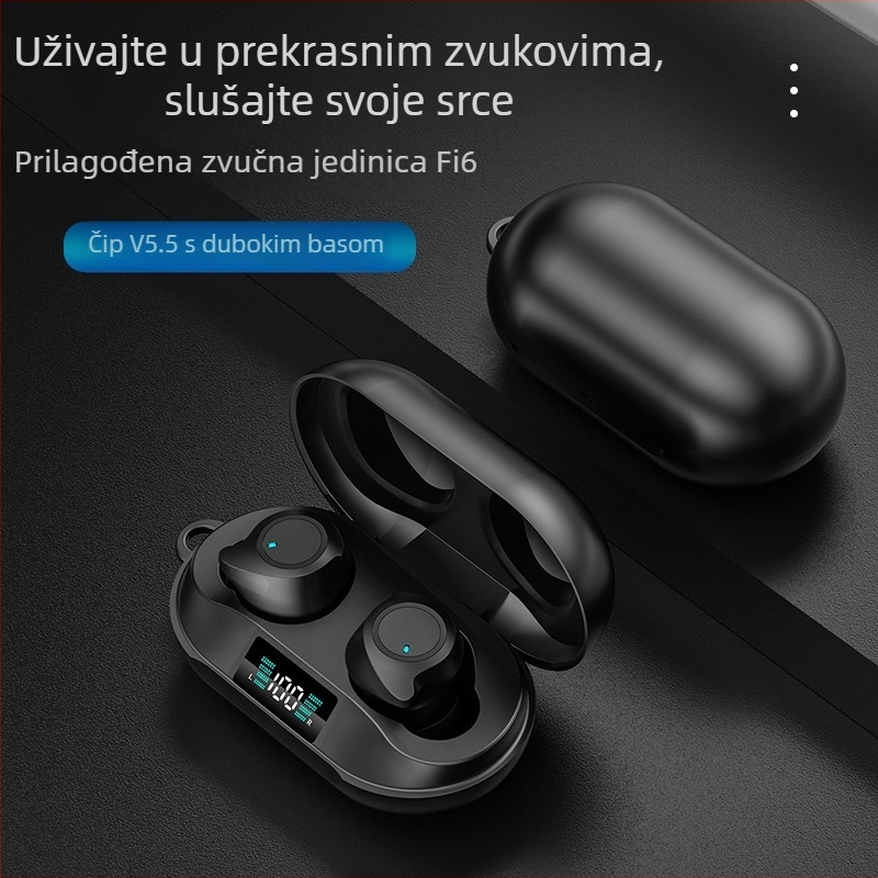 DX-20 privatni model Bluetooth slušalice s prikazom razine baterije, TWS bežične sportske slušalice, HD pozivi, kompaktno kućište za punjenje