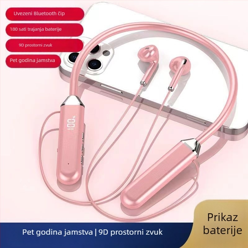 Bluetooth slušalice oko vrata, bežične, dug rad baterije, dvostrani stereo zvuk, vodootporne, redukcija buke, pozivi, niska latencija za e-sport