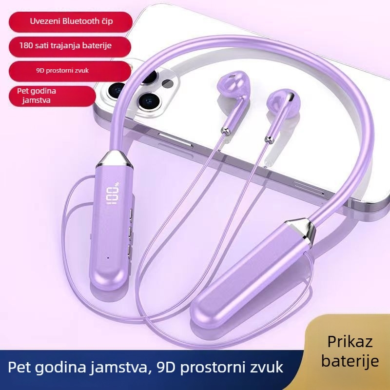 Bluetooth slušalice oko vrata, bežične, dug rad baterije, dvostrani stereo zvuk, vodootporne, redukcija buke, pozivi, niska latencija za e-sport