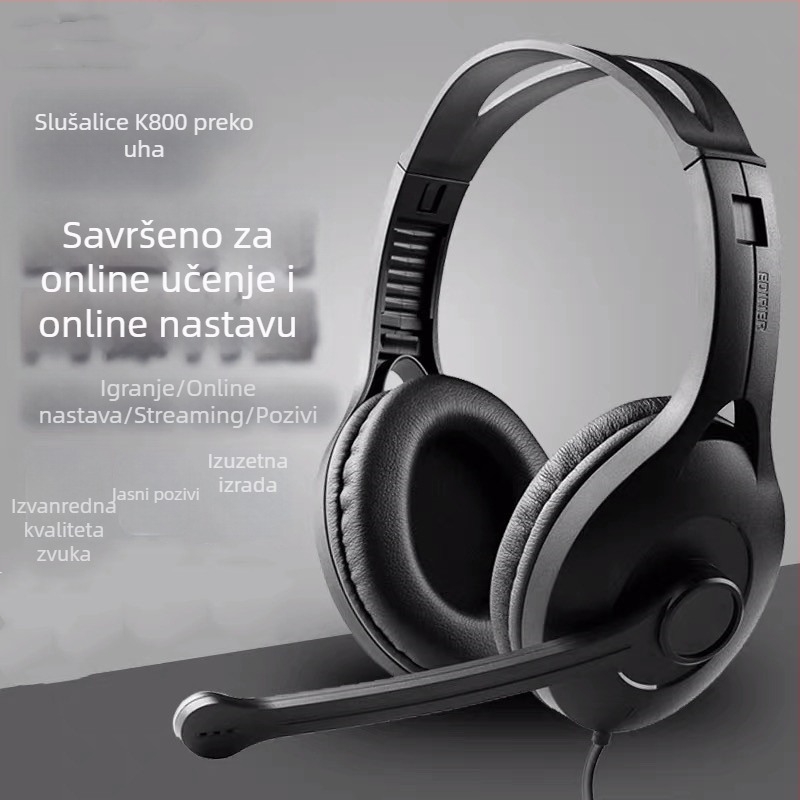 Kyle Sound 800 Žične gaming slušalice s mikrofonom za PC, 3.5 mm, 40 mm zvučnici, 20-2000 Hz, 106 dB, kabel 1.2 m
