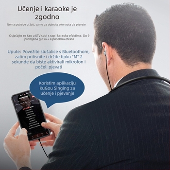 Bežične Bluetooth slušalice s inteligentnim uklanjanjem buke, dugim vijekom baterije i prikazom razine napajanja, zvučna kartica za prijenos uživo