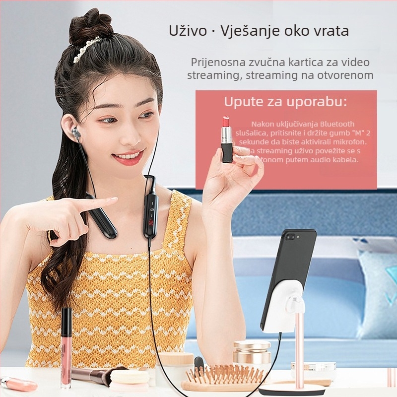 Bežične Bluetooth slušalice s inteligentnim uklanjanjem buke, dugim vijekom baterije i prikazom razine napajanja, zvučna kartica za prijenos uživo