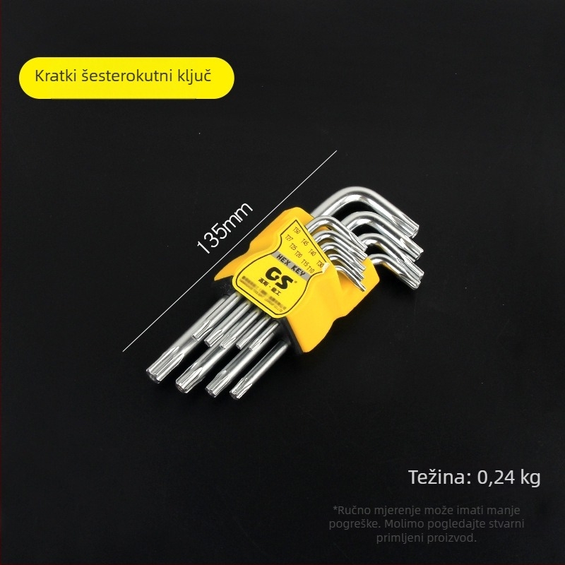 Set od 9 šestouglih ključeva, metrički raspon T10–T50, cvjetni oblik sa šupljinom