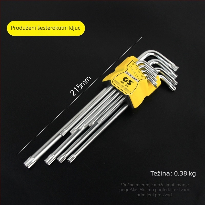 Set od 9 šestouglih ključeva, metrički raspon T10–T50, cvjetni oblik sa šupljinom