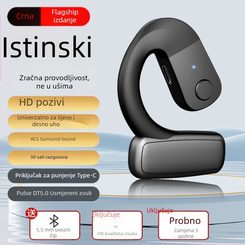 Ambidekstrijske bežične Bluetooth slušalice s kukom za uho, dizajn izvan uha, bežične, za sport, trčanje, vožnju, biciklizam i dostavu