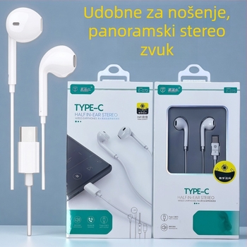 Type-C žične in-ear slušalice s mikrofonem i upravljanjem pozivima, aktivno smanjenje buke, kabel 1,2 m