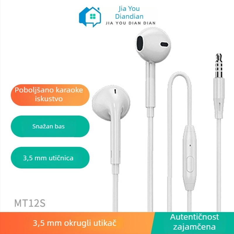 MT12S žične in-ear slušalice, 3,5 mm priključak, bass, karaoke, jednostavan stil