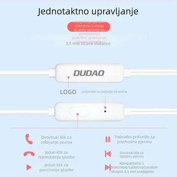 Jedinstvene X10s žičane in-ear slušalice, 3,5 mm priključak, visokokvalitetan zvuk, kontrole na kabelu, kompatibilne s Android uređajima i računalima