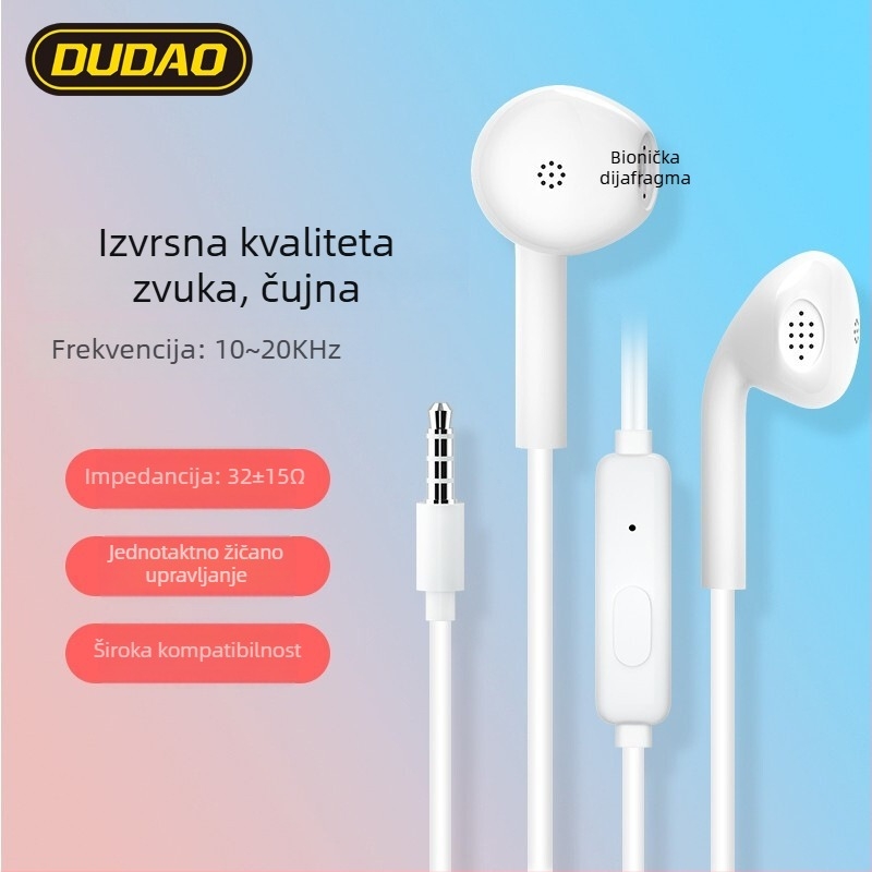 Jedinstvene X10s žičane in-ear slušalice, 3,5 mm priključak, visokokvalitetan zvuk, kontrole na kabelu, kompatibilne s Android uređajima i računalima