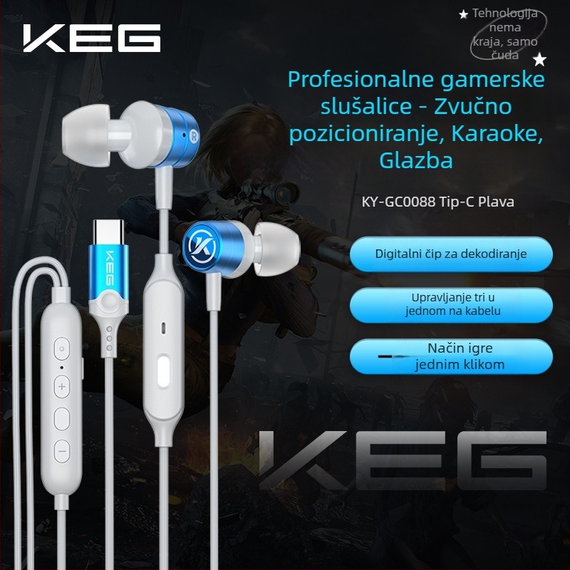 Cool Ergou Keg gaming slušalice, žičane 3.5 Type-C, in-ear s mikrofonom, visokokvalitetan zvuk