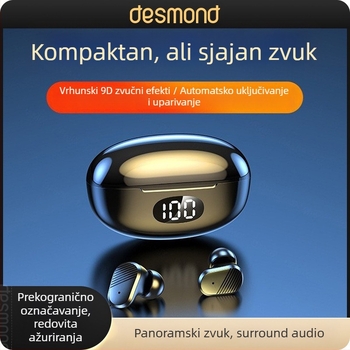 Bežične Bluetooth in-ear slušalice s digitalnim zaslonom, redukcija buke, stereo zvuk, Bluetooth 5.2, trajanje baterije preko 8 sati