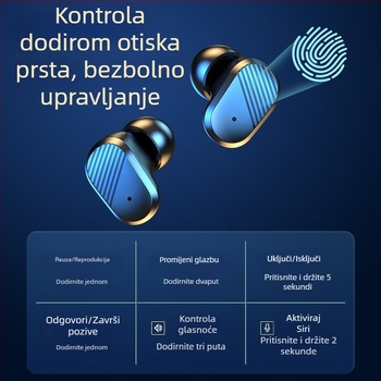 Bežične Bluetooth in-ear slušalice s digitalnim zaslonom, redukcija buke, stereo zvuk, Bluetooth 5.2, trajanje baterije preko 8 sati