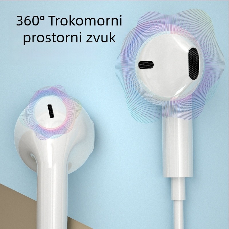 Žične slušalice Type-C, digitalni dekodirajući čip, ugrađeni mikrofon, uklanjanje šuma, polu-ušni dizajn, kabel 1,2 m