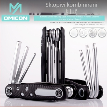 8-u-1 ključ Allen (šesterokutni), Torx, Philips i ravna odvijač, sklopivi alat za popravak bicikla