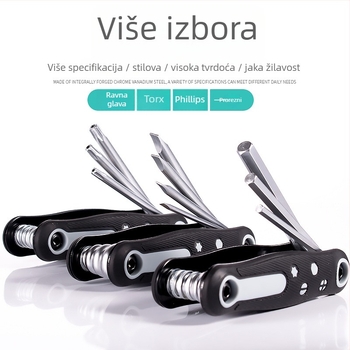 8-u-1 ključ Allen (šesterokutni), Torx, Philips i ravna odvijač, sklopivi alat za popravak bicikla