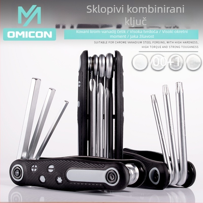 8-u-1 ključ Allen (šesterokutni), Torx, Philips i ravna odvijač, sklopivi alat za popravak bicikla