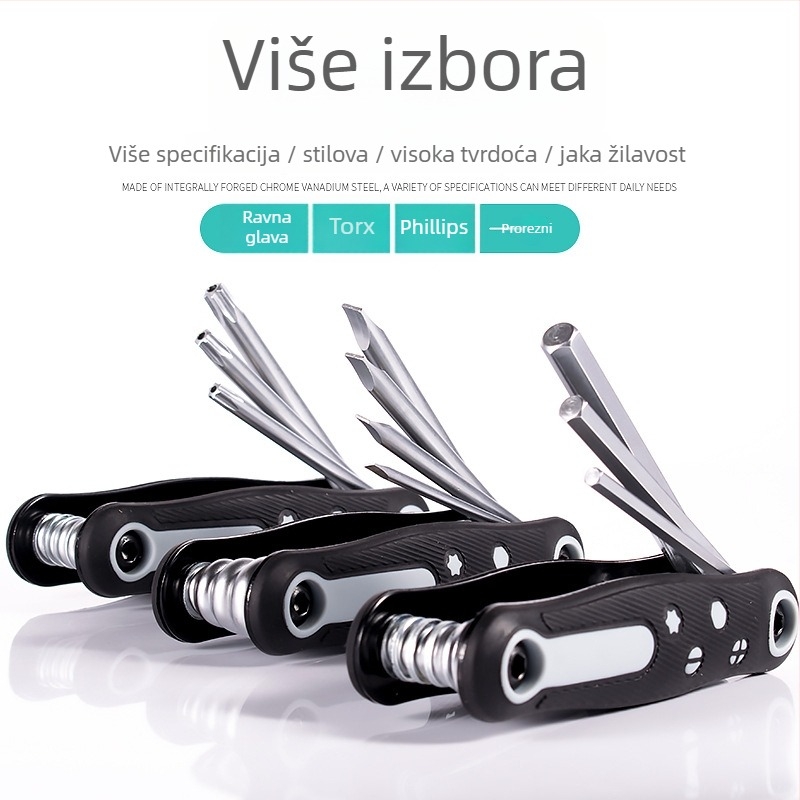 8-u-1 ključ Allen (šesterokutni), Torx, Philips i ravna odvijač, sklopivi alat za popravak bicikla