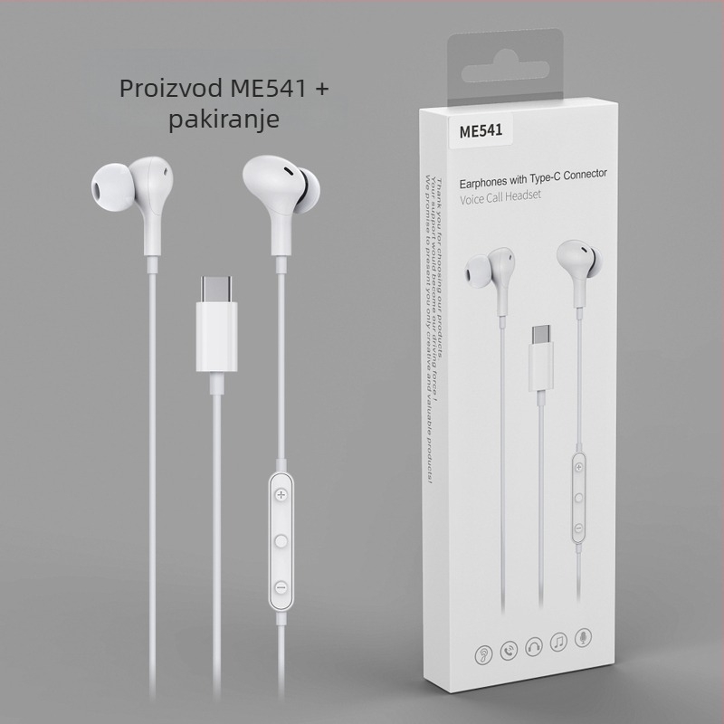 Type-C žičane in-ear slušalice s inline kontrolom za gaming i prijenos uživo, kompatibilne s iPhone 15, Huawei i Samsung