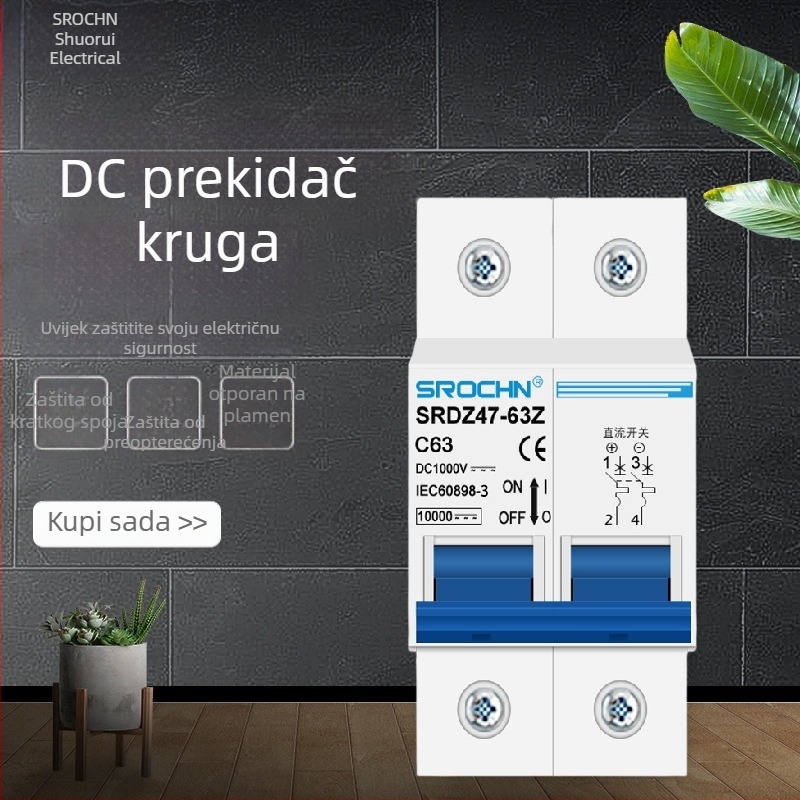 DC mikroprekidač za fotonaponsku distribuciju energije, 1000V/500V DC, SRDZ47-63Z serija