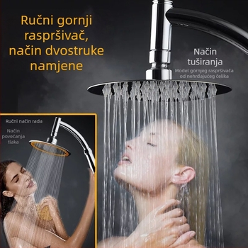 Set tuš glave 6 inča s ručnim i stropnom mlaznicama, rotirajuće, ABS