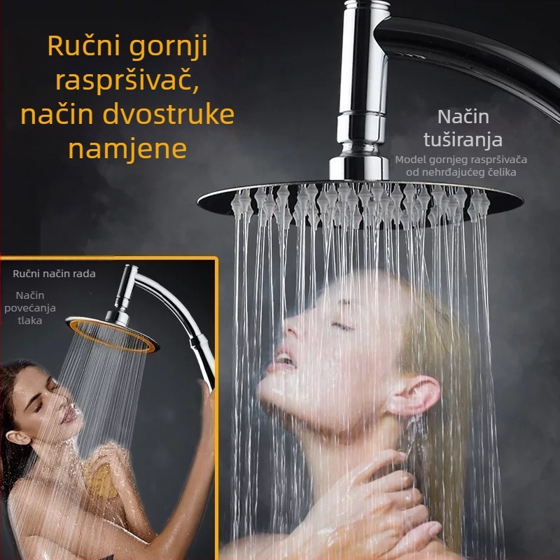 Set tuš glave 6 inča s ručnim i stropnom mlaznicama, rotirajuće, ABS