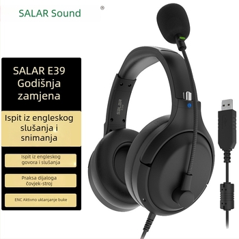 E39 žične slušalice s aktivnim poništavanjem buke i USB zvučnom kartom za testove slušanog razumijevanja engleskog jezika