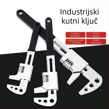 Crni F-tip višenamjenski kutni ključ za vodovod, podesivi alat s velikim otvorom