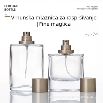 Prozirna staklena bočica sa sprejem i snap-on kapom, 50 ml/100 ml prazna bočica za parfeme i kozmetiku