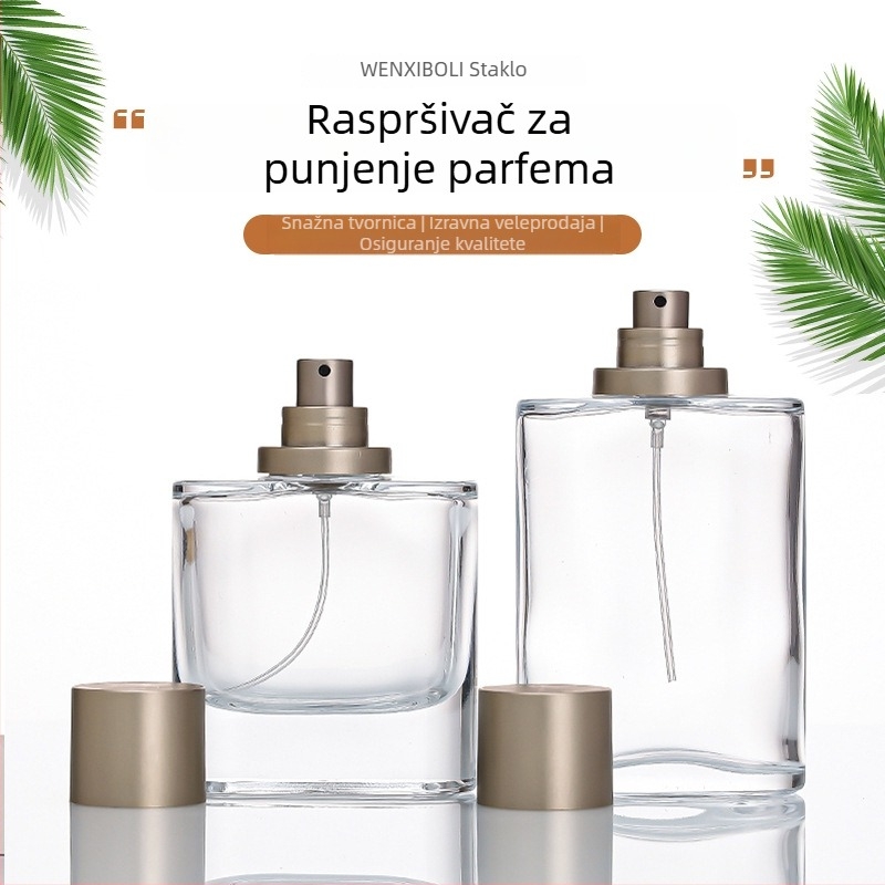 Prozirna staklena bočica sa sprejem i snap-on kapom, 50 ml/100 ml prazna bočica za parfeme i kozmetiku
