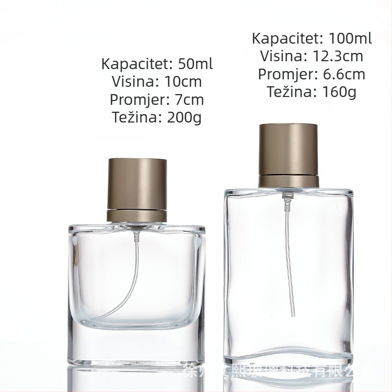 Prozirna staklena bočica sa sprejem i snap-on kapom, 50 ml/100 ml prazna bočica za parfeme i kozmetiku