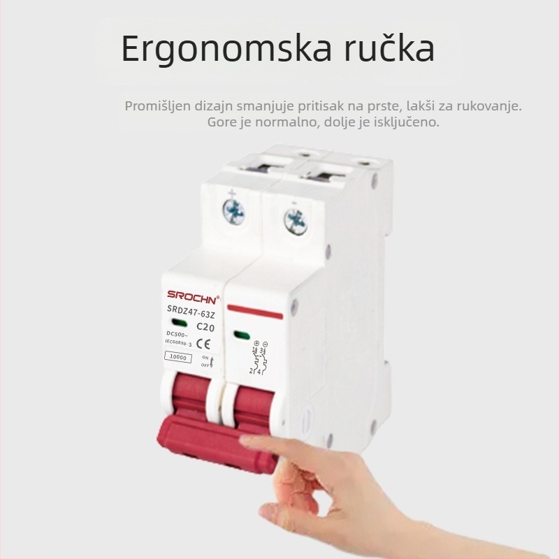 PV distribucijski prekidač istosmjerne struje – zračni prekidač, 2P, 40A/63A, DC 500–1000 V
