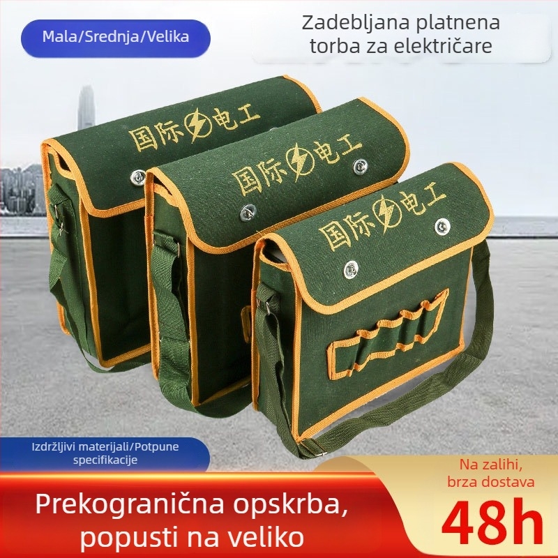 Platnena torba za alate za električare – izdržljiva radna torba za gradilište, s naramenicom