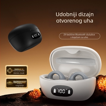 AX10 Bežične slušalice s klipom za uho, blokiranje buke, kostna kondukcija, sportske slušalice, stereo, Bluetooth 5.3, dugo trajanje baterije, model Z9