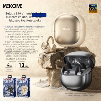 Wekome Bluetooth slušalice s klipsom za uho, Bluetooth 5.4, pravi bežični, sportske, dugotrajna baterija, dizajn za uho